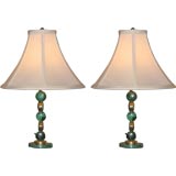 A Pair of Malachite and Bronze Table Lamps