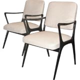 Vintage A Pair of Armchairs in Black Lacquer by Alfred Hendrickx