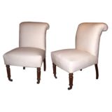 Pr of French slipper chairs