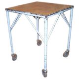 Industrial Metal Table on wheels