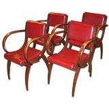 Set of Four Leather Arm Chairs
