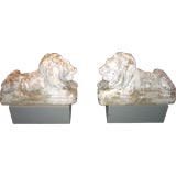 Pair of cast stone lions Pair of cast stone lions