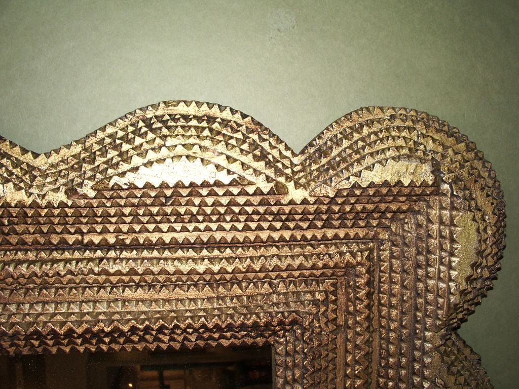 Gilt wood tramp art mirror