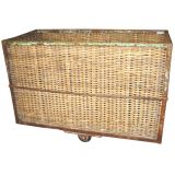 Antique Large Wicker and metal storage trolley