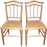 Antique Pair of Faux Bamboo Chairs
