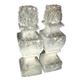 Antique Pair of Flame Top Stone Finials