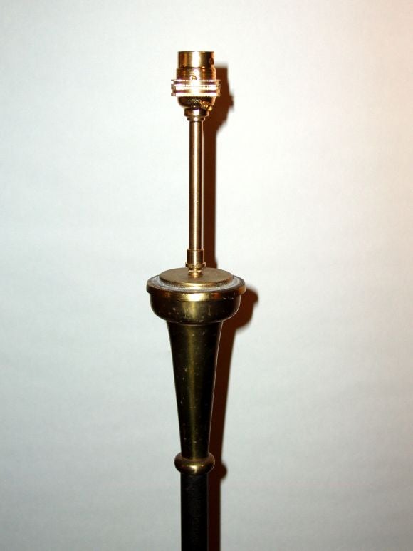 Black Leather Pole Lamp