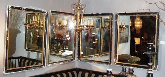 Set of Four Black Framed Mirrors