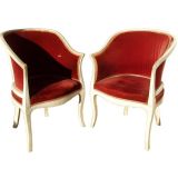 Pr of Curved Back Deco Chairs