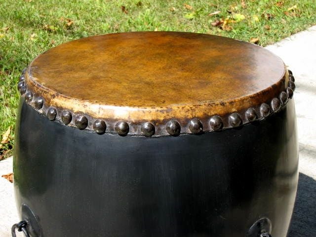 Chinese Leather Top Drum Table
