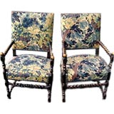 Antique Pair of Napoleon III Spool Frame Chairs