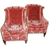 Pair of Walnut Frame Bergere Chairs