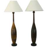 Antique PAIR WOODEN "INDIAN CLUB" LAMPS