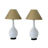 PAIR WHITE GLASS LAMPS