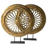 PAIR ROUND GOLD ARCHITECTURAL FRAGMENTS