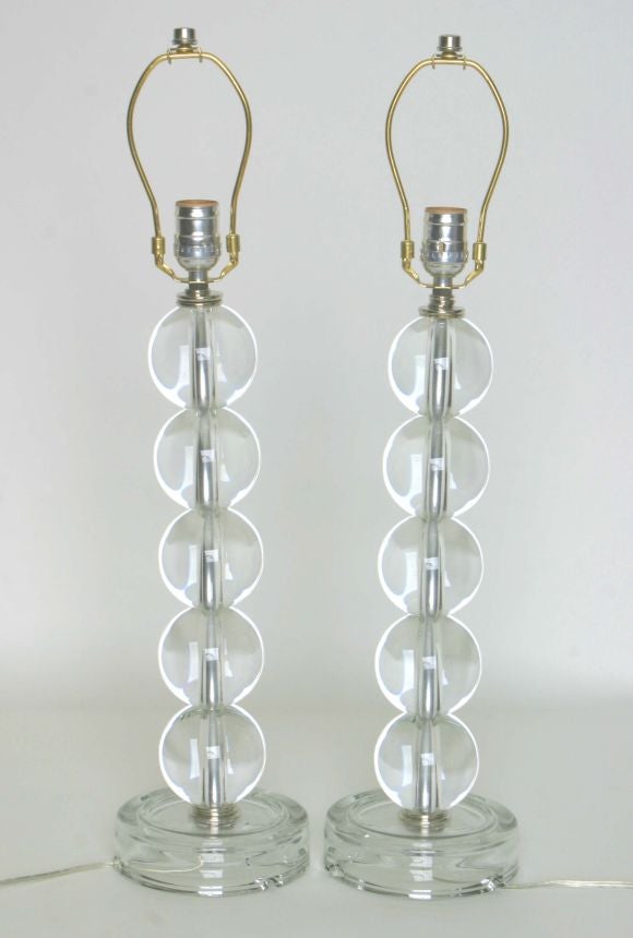 Pair of Contemporary Glass Lamp Bases. Clean and One-of-A-Kind Design.
