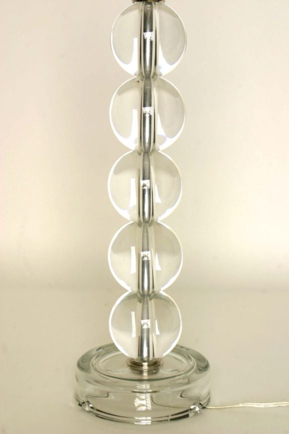 American Pair of Stacked Glass Sphere Lamps