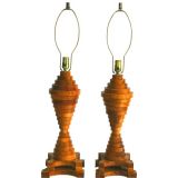 Vintage Pair of Wooden Novelty Lamps