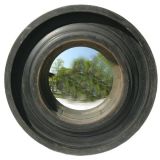 Wooden Industrial Frame with Bullseye mirror