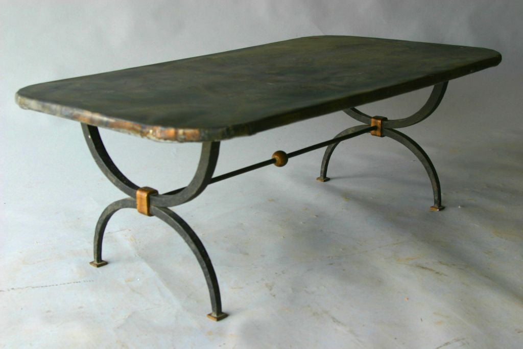 Iron Coffee Table Base With Zinc Top At 1stdibs