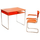 functionalist writing desk set: desk, chair, and stool