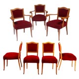 czech mid-century seating set: 2 armchairs and 4 side chairs