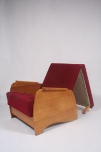 czech mid-century fold-out recliner/day bed