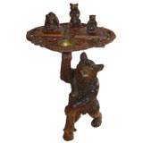 Antique Black Forest Carved Bears Smokers Stand