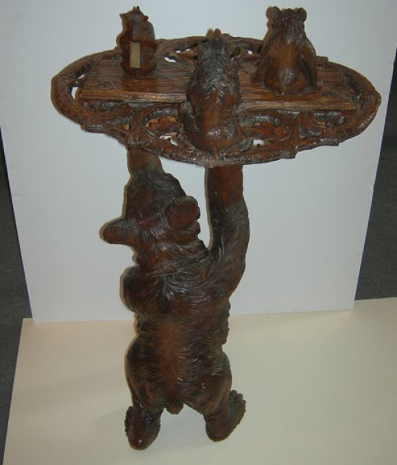 Black Forest Carved Bears Smokers Stand 5