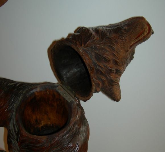 20th Century Black Forest Carved Bears Smokers Stand