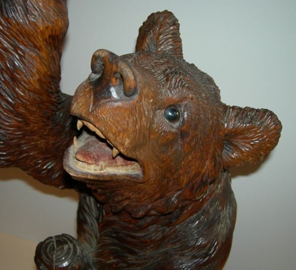 Wood Black Forest Carved Bears Smokers Stand