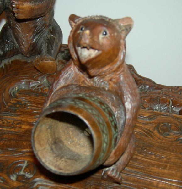 Black Forest Carved Bears Smokers Stand 1