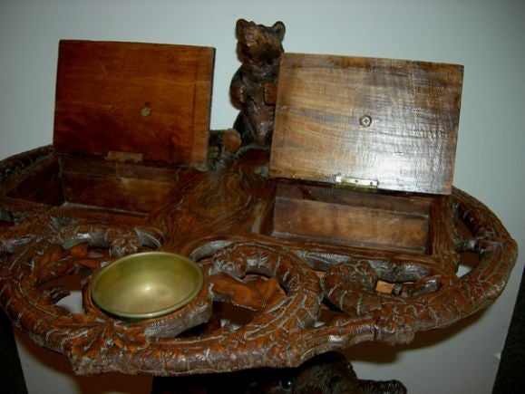 Black Forest Carved Bears Smokers Stand 4
