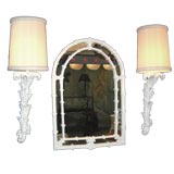 Retro Hollywood Regency Style Wall Mirror and Lamps