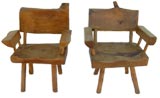 Mid Century Carved Split Log Chairs