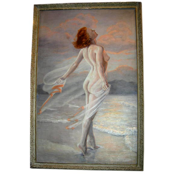 Peinture à l'huile monumentale des années 1930 par Fera Webber Shear