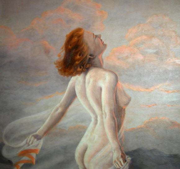 Américain Peinture à l'huile monumentale des années 1930 par Fera Webber Shear