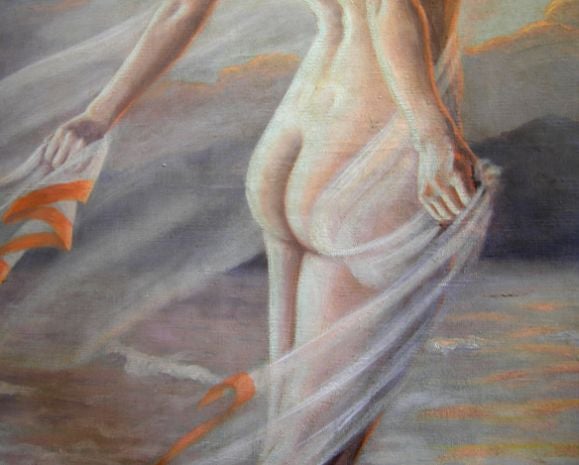 Milieu du XXe siècle Peinture à l'huile monumentale des années 1930 par Fera Webber Shear