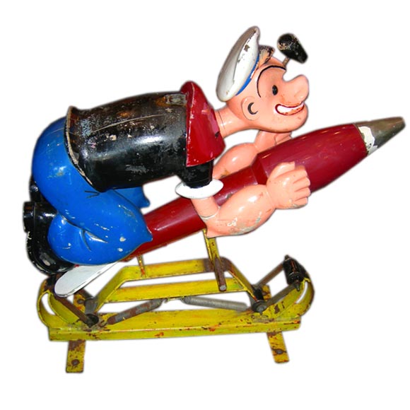 Carved Wooden Popeye Carousel Figure
