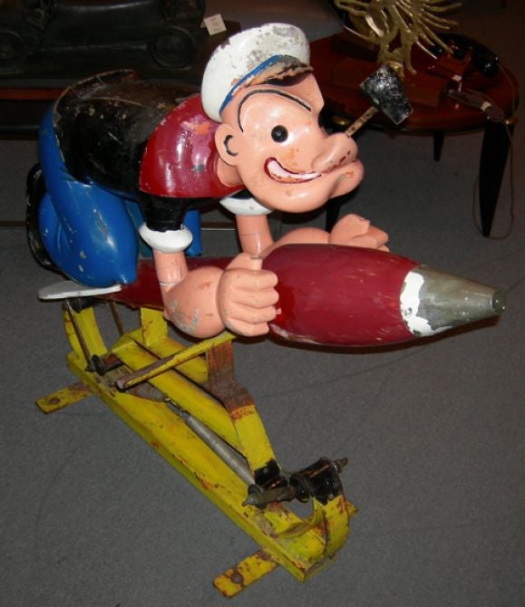 French Carved Wooden Popeye Carousel Figure