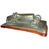 Antique Bronze Race Car Sculpture by Bedrich Stefan, circa 1924