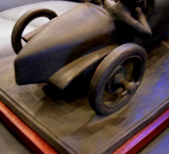20th Century Bronze Race Car Sculpture by Bedrich Stefan, circa 1924