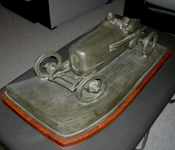 Bronze Race Car Sculpture by Bedrich Stefan, circa 1924 2