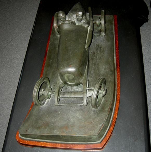 Bronze Race Car Sculpture by Bedrich Stefan, circa 1924 3