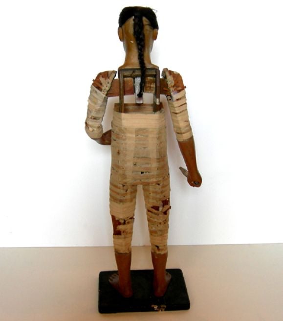 This magnificent Chinese man was used on a counter top to display kimonos. The scale is miniature, as was the kimono itself. We have the original kimono, but the fabric displays some rot. It will be included, and could be used as a pattern to make a