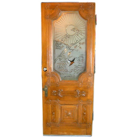 Victorian Carved and Etched Door