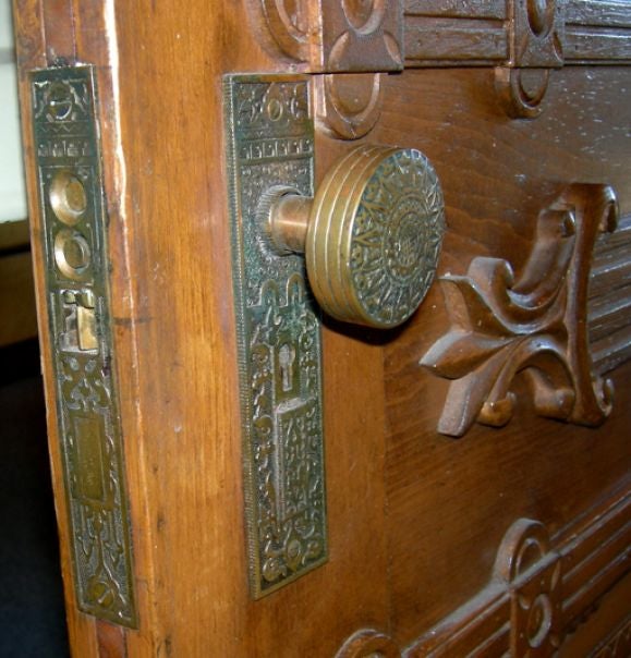 20th Century Victorian Carved and Etched Door