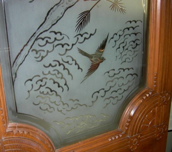 Glass Victorian Carved and Etched Door