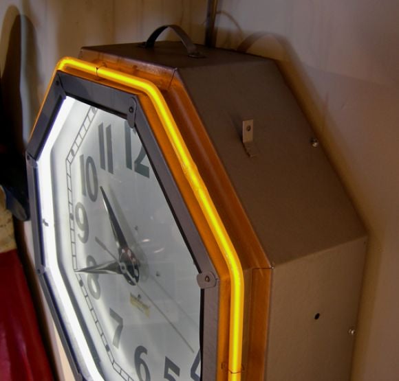 Art Deco Octagon Neon Clock at 1stDibs art deco neon clock, octagon