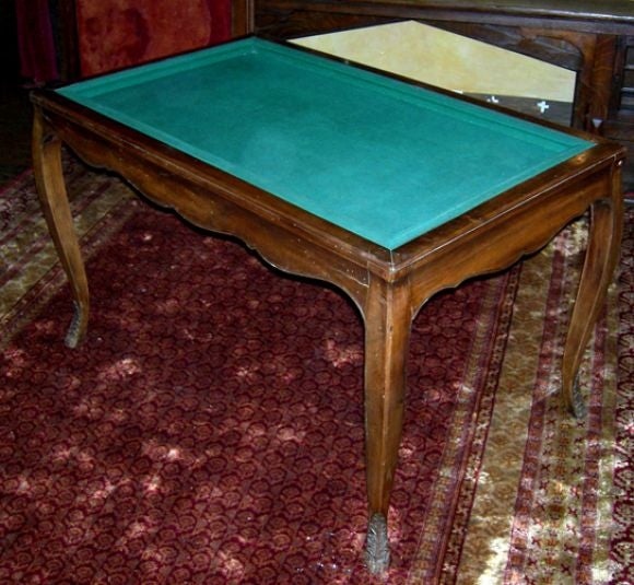 French Inlaid Reverse Top Game Table/ Writing Table